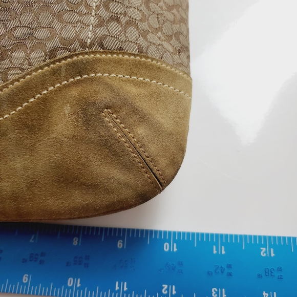 COACH East-West Jacquard Signature Suede Shoulder Bag Hobo Purse F11395 Handbag - Picture 15 of 16